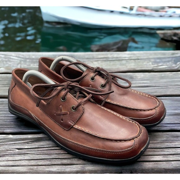 Chaps Polo RL Merc Brown Leather Deck Shoes Mens 9.5 Light Use Fast Shipping